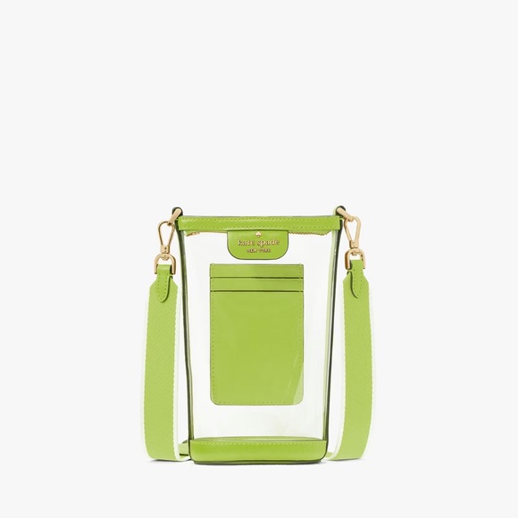 ♠️Kate Spade Clare Clear NS Phone Crossbody Stadium Bag Grasshopper Green NWT